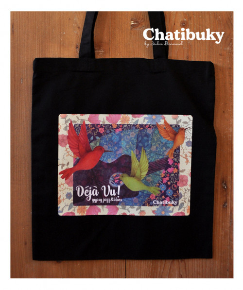 Tote bag Déjà Vu! Negra - Chatibuky